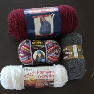 Carbon Acrylic Yarn Set - Burgundy, Multicolor, Gray, White